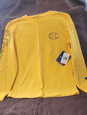 Champion Bright Yellow Long Sleeve Logo Shirt
